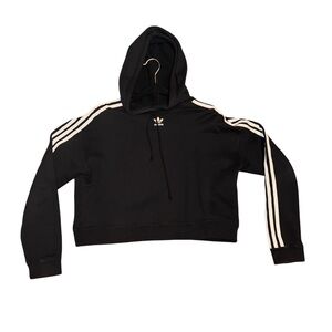 Adidas Black Hoodie with White Stripes